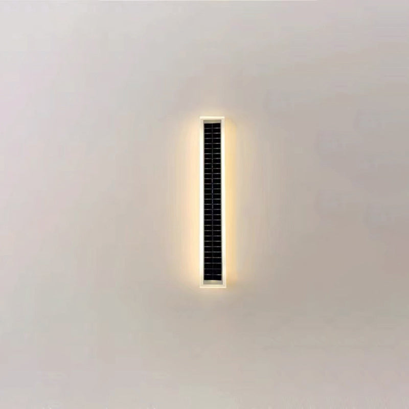 Sleek Minimalist Outdoor Solar LED Rectangular Strip Wall Sconce Lamp - Waterproof Patio Lighting
