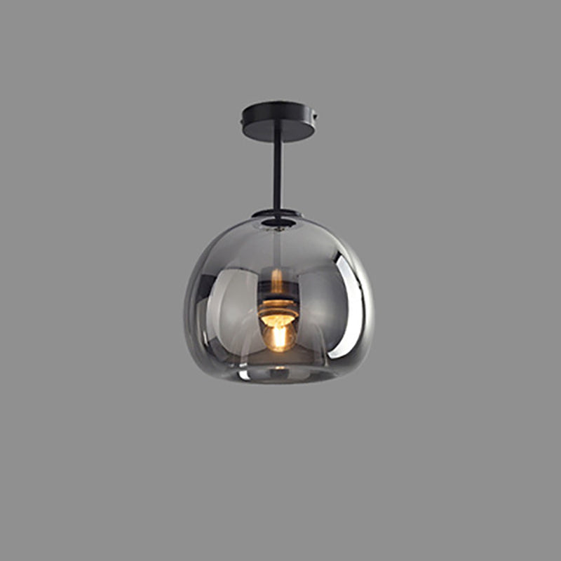 Elegant Nordic Luxury Round Glass Ball 1-Light Semi-Flush Mount Ceiling Light