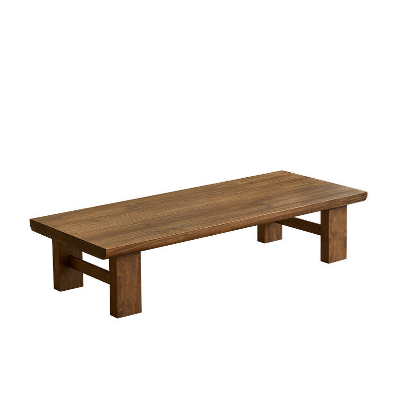 Traditional Japanese Rectangular Solid Wood Coffee Table with Four Sturdy Legs for the Living Room