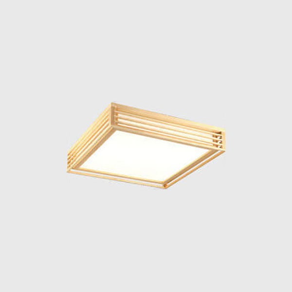 Nordic Solid Wood Square LED Tatami-Style Flush Mount Ceiling Light