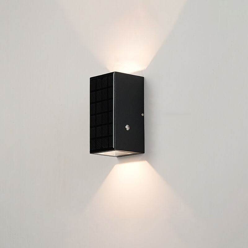 Sleek Black Rectangular Solar LED Outdoor Wall Light — Die-Cast Aluminum