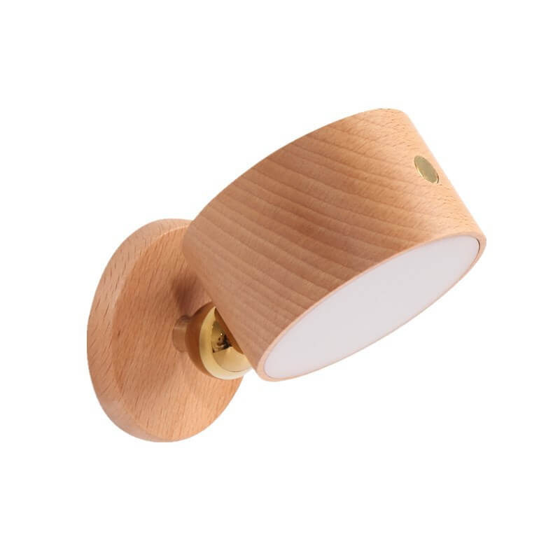 Minimalist Wooden USB Rechargeable Touch Night Light — Magnetic LED Wall Sconce Lamp