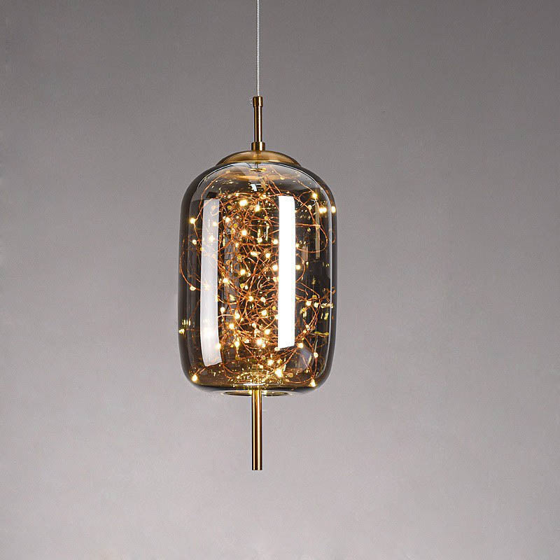 Sleek Contemporary Scandinavian Glass Cylinder Oval 1-Light Pendant for Bedroom