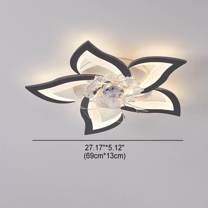 Scandinavian Modern Luxury Flower LED Flush Mount Ceiling Fan Light (Iron & Acrylic)