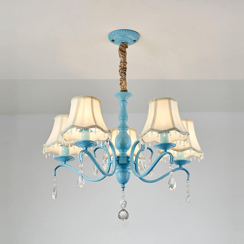 Elegant Modern Cone Iron Crystal Fabric Chandelier β 5/6/8-Light Options