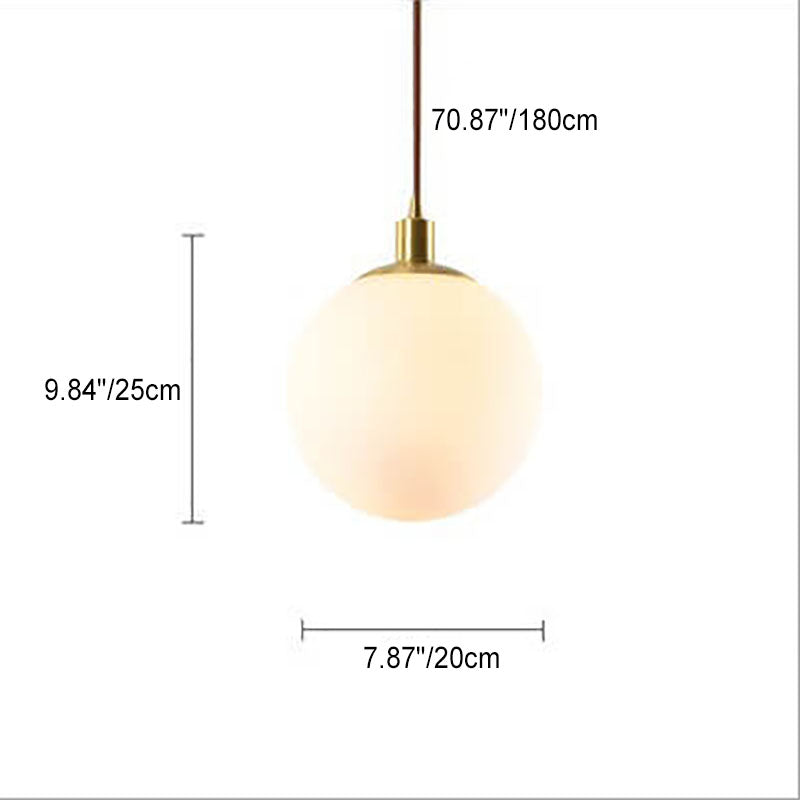 Nordic Minimalist White Orb 1-Light Pendant Lamp