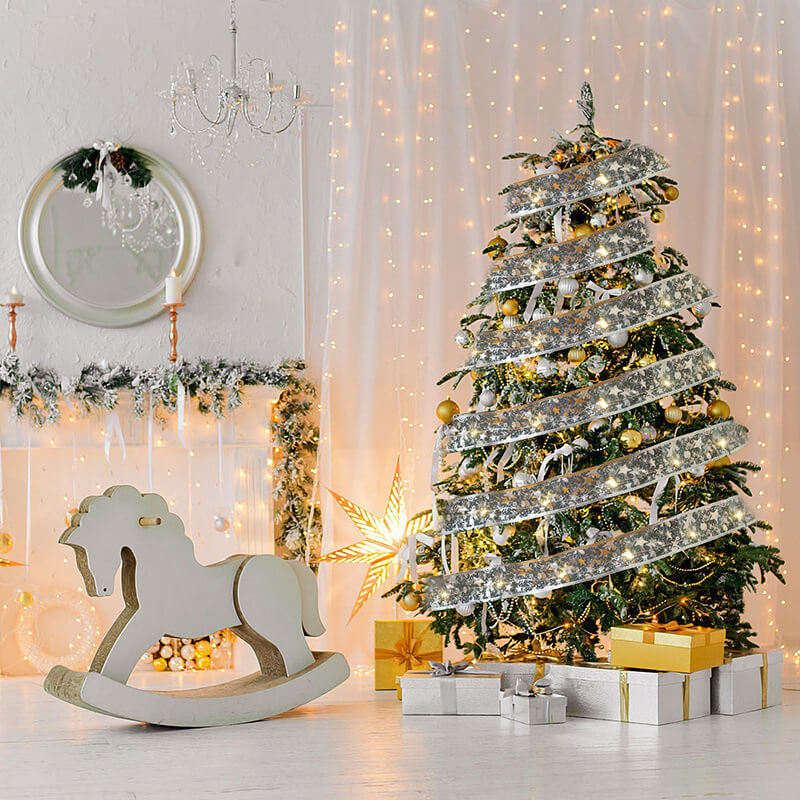 Christmas LED Copper Wire Ribbon Lights - Bow-Tie Style Flexible String Lights for Festive Decor, Props, and Holiday Cheer
