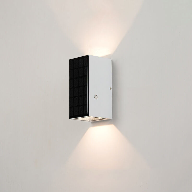 Sleek Black Rectangular Solar LED Outdoor Wall Light — Die-Cast Aluminum