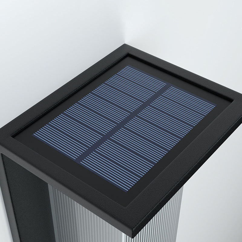 Modern Minimalist Solar LED Outdoor Wall Sconce – Rectangular Stainless Steel & Acrylic, Waterproof Patio Lighting