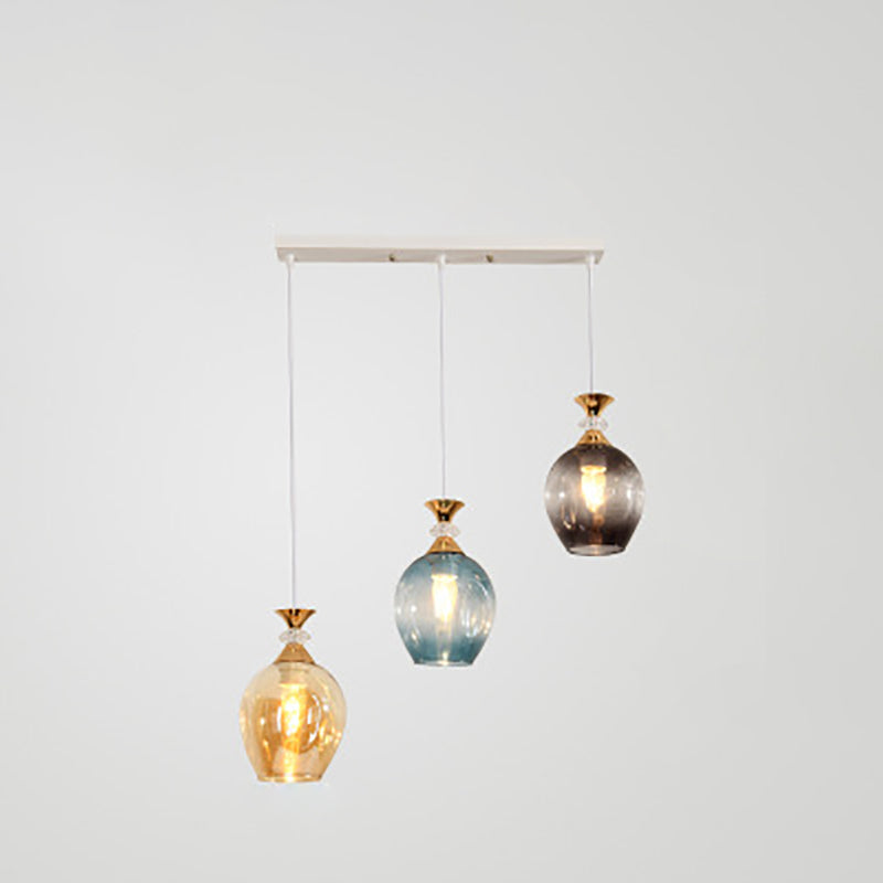 Nordic Gradient Glass Orb Chandelier - 3-Light Modern Pendant