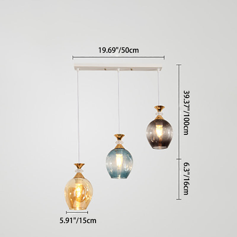 Nordic Gradient Glass Orb Chandelier - 3-Light Modern Pendant