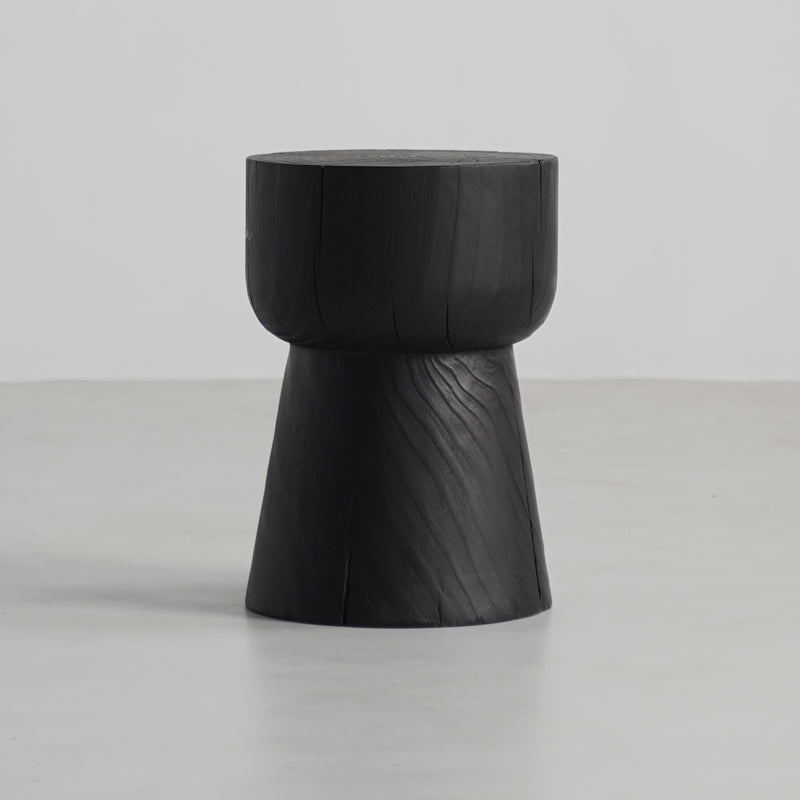 Traditional Japanese Wabi-Sabi Wood End Table with Geometric Design - Living Room Accent