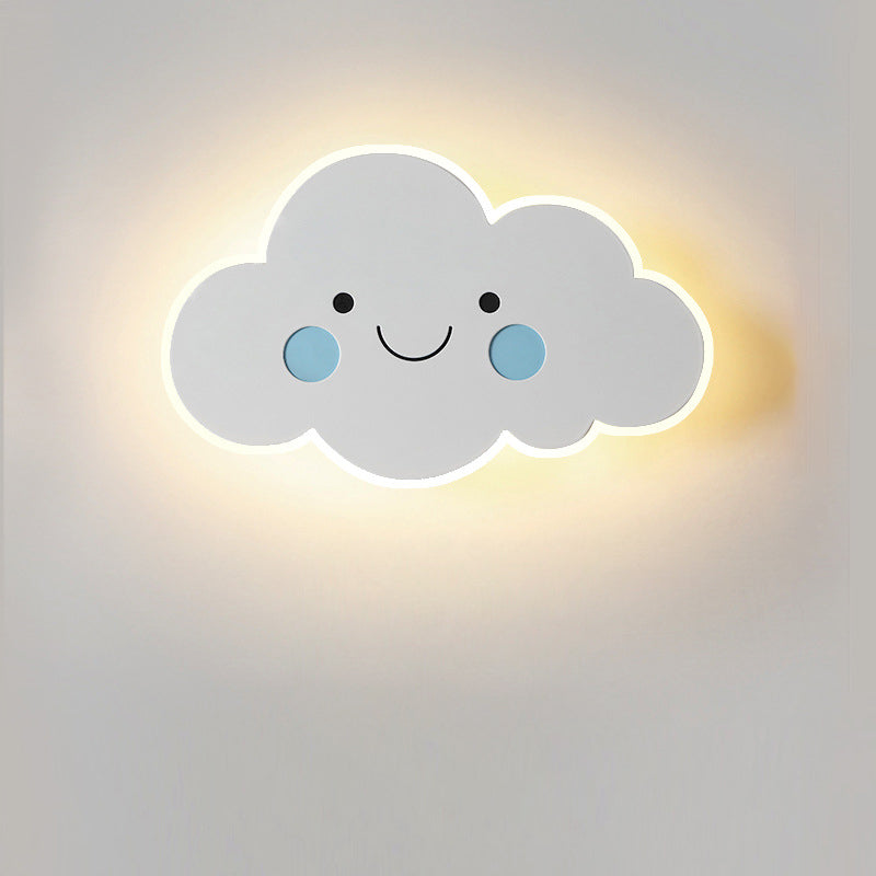 Contemporary Creative Cartoon Smiley Cloud LED Kids Wall Sconce with Iron-Acrylic Shade for Bedroom