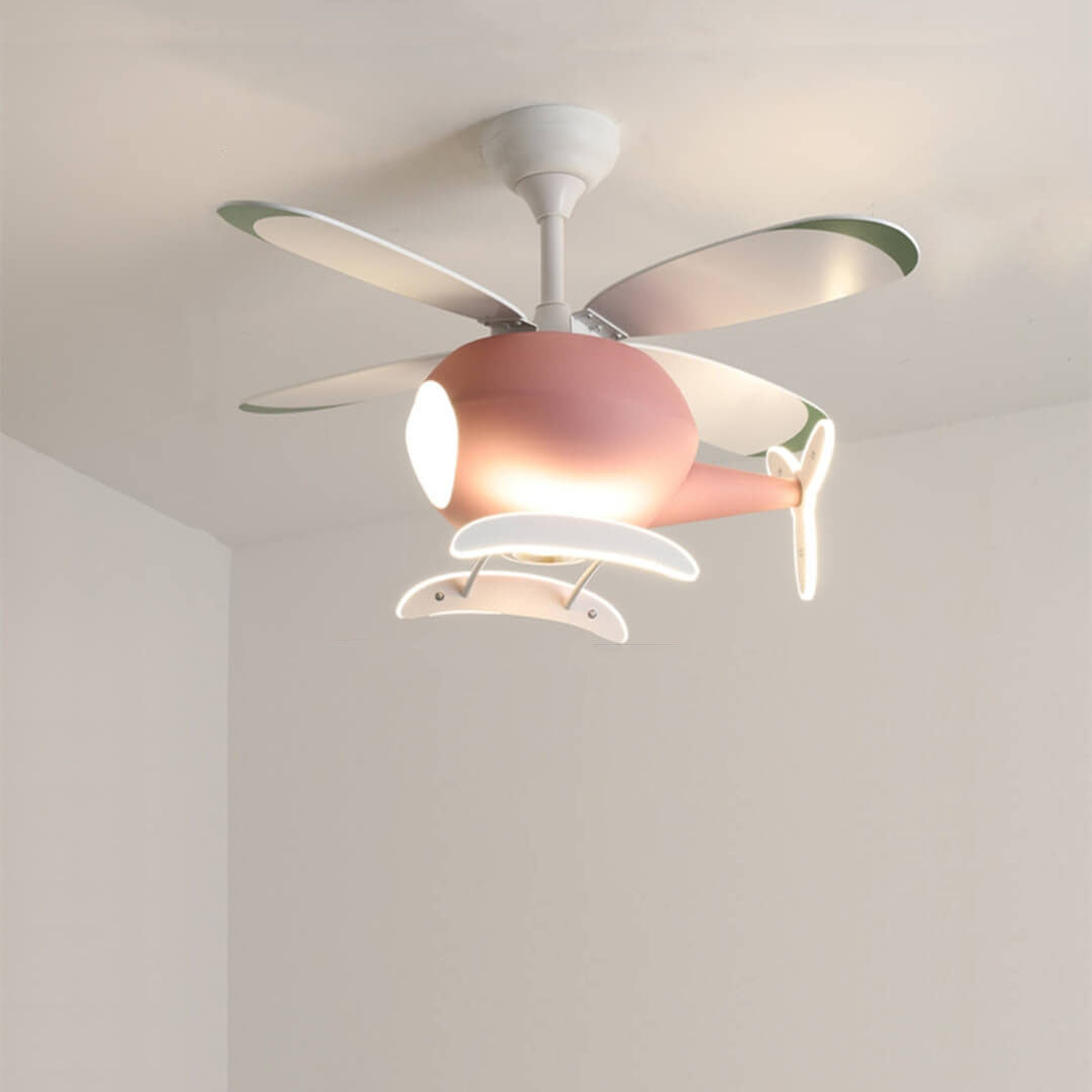 Charming Cartoon Aircraft LED Ceiling Fan Light with Downrods