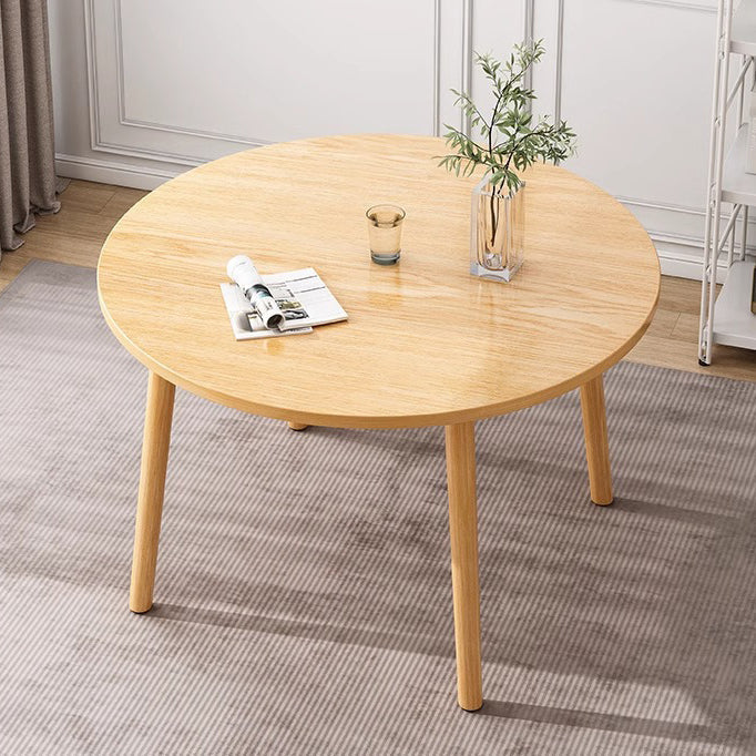 Chic Modern Minimalist Round Faux-Slab Wood Dining Table for Four