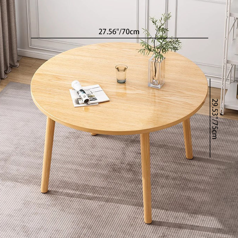 Chic Modern Minimalist Round Faux-Slab Wood Dining Table for Four
