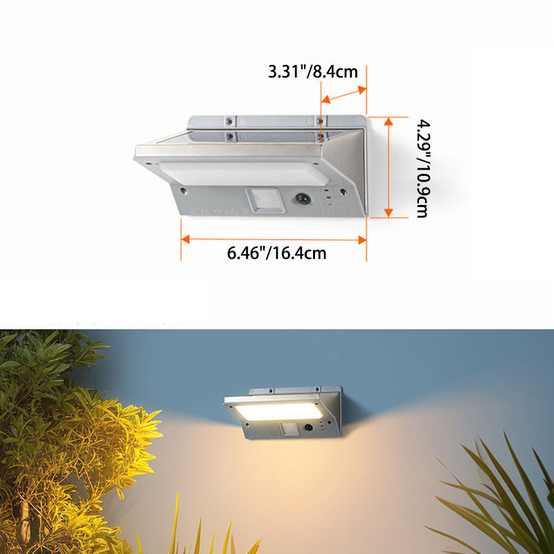 Modern Minimalist Solar LED Wall Sconce - Rectangular-Trapezoidal Design, ABS/PC Housing, Outdoor Garden Lamp