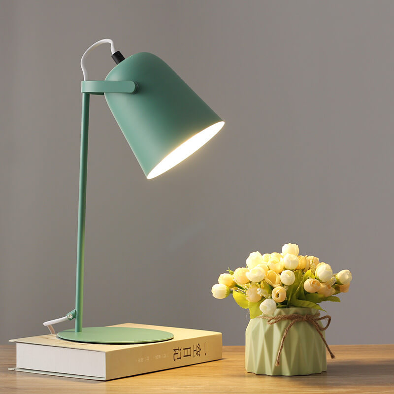 Nordic Macaron-Colored Iron Bucket Table Lamp with Creative 1-Light Design