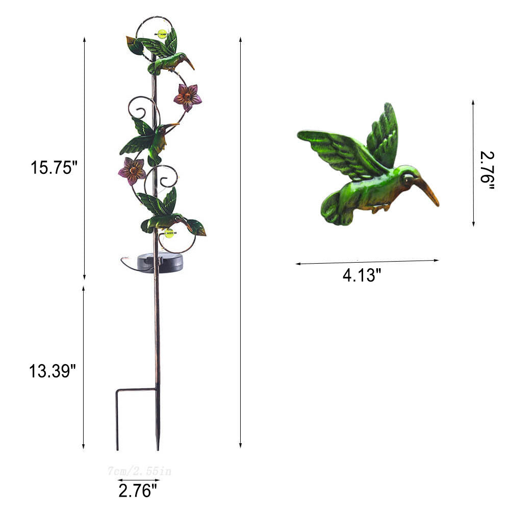 Solar Iron Garden Lights Set – Hummingbird, Butterfly & Dragonfly Lawn & Landscape Accent