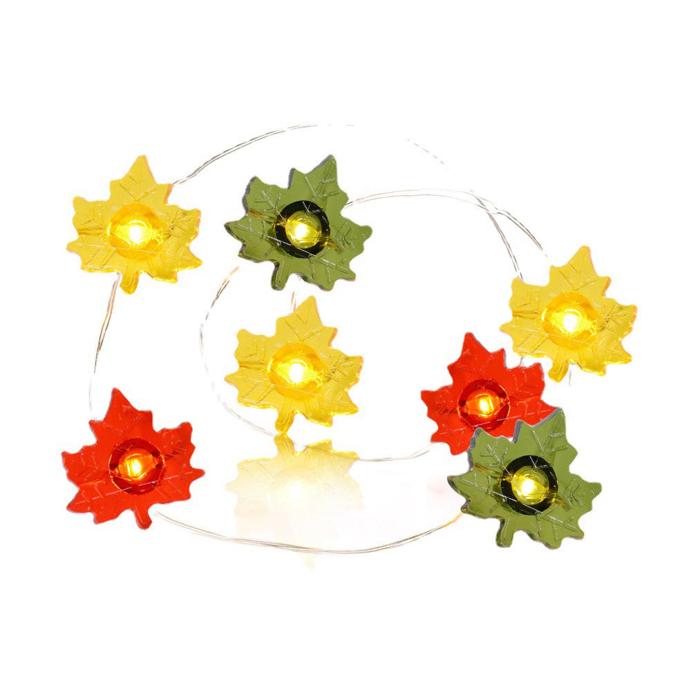 Modern Thanksgiving Maple, Acorn & Pumpkin Decor with 30 LED String Lights