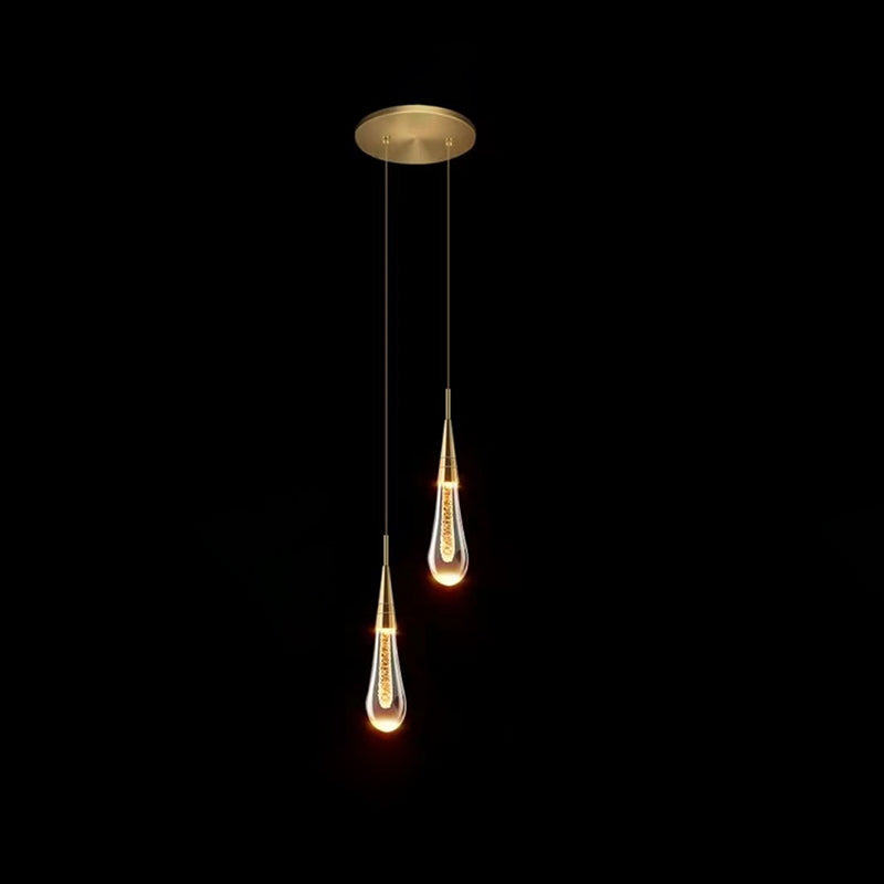 Contemporary Scandinavian Water-Drop Crystal LED Chandelier – Iron & Aluminum for Bedroom