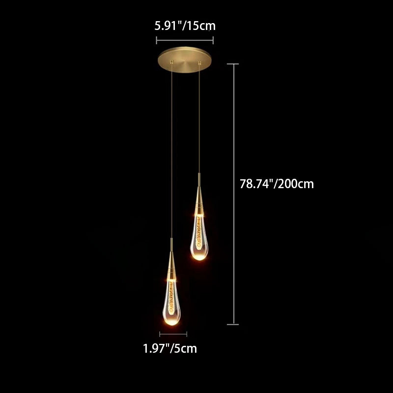 Contemporary Scandinavian Water-Drop Crystal LED Chandelier – Iron & Aluminum for Bedroom