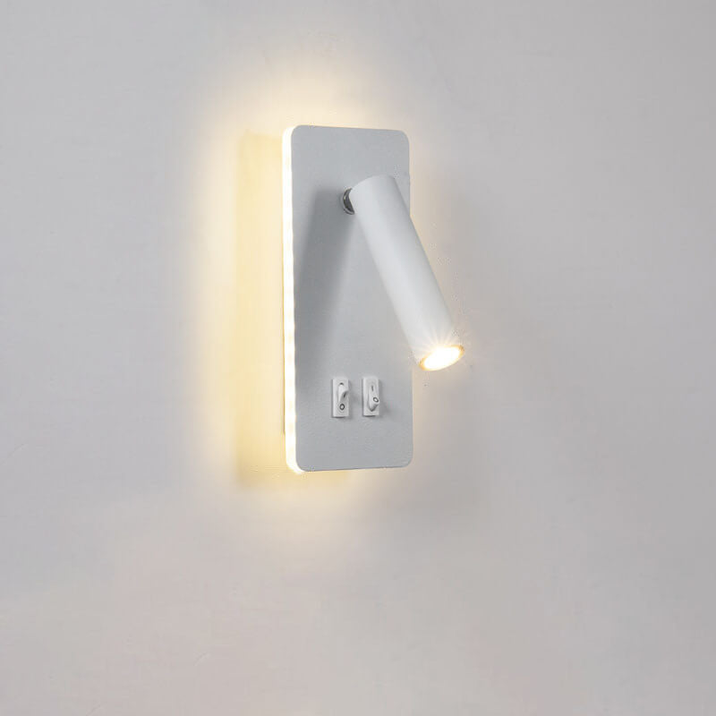 Nordic Minimalist Square LED Reading Wall Sconce with Rotatable Spotlight