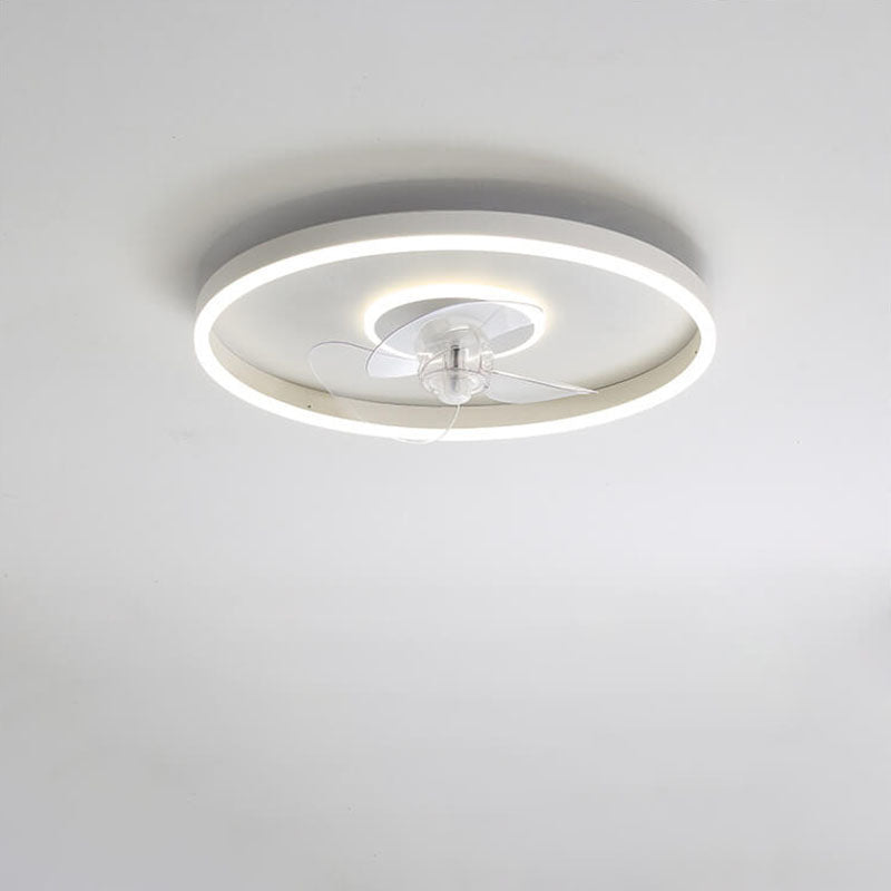 Nordic Minimalist Round Hidden-LED Flush-Mount Ceiling Fan Light