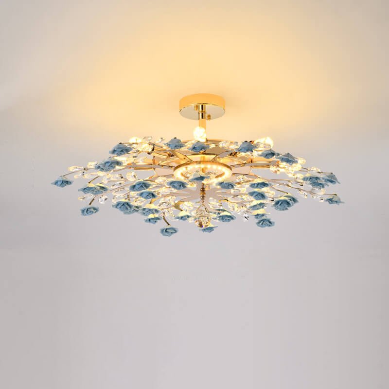 Modern Luxury Rose Iron & Ceramic Crystal Chandelier – 6/7/8-Light Options
