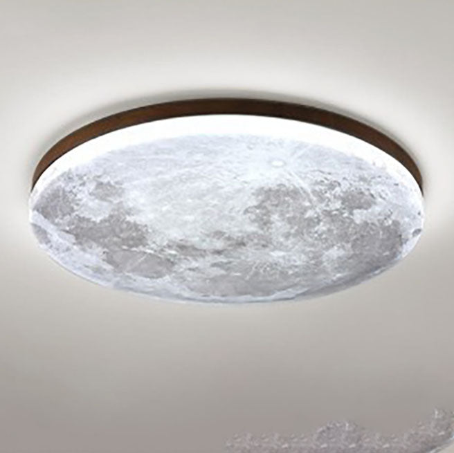 Nordic Minimalist Moon-Round LED Flush-Mount Ceiling Light with PVC Diffuser