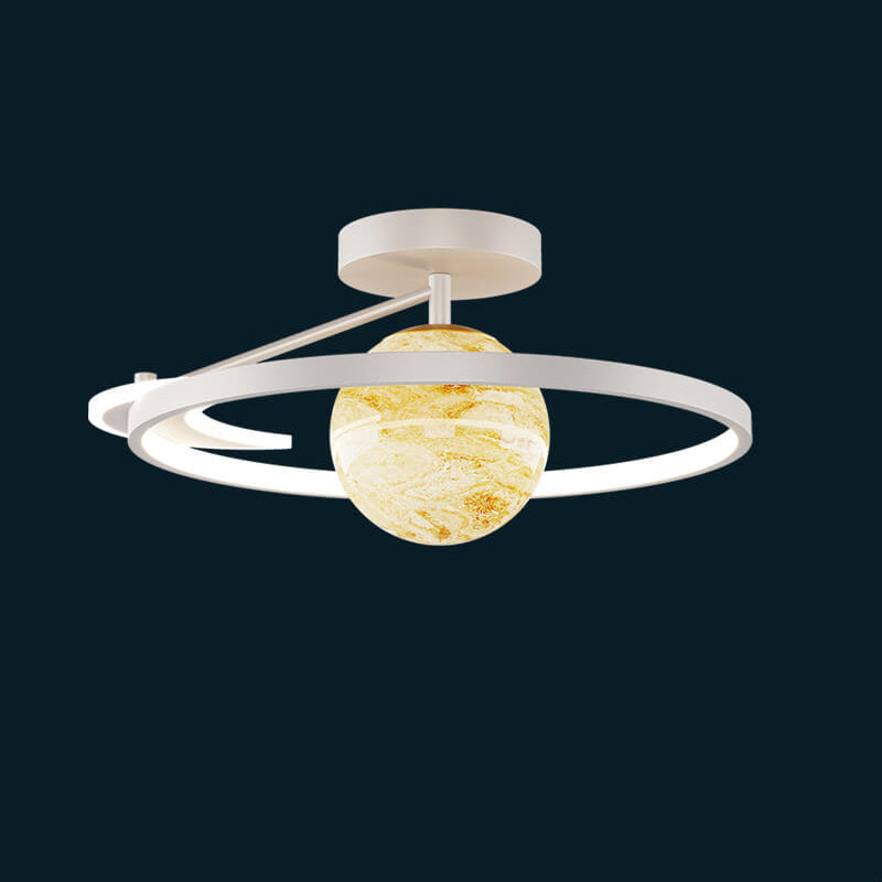 Sleek Modern Space Planet Globe LED Ceiling Light - Semi-Flush Mount