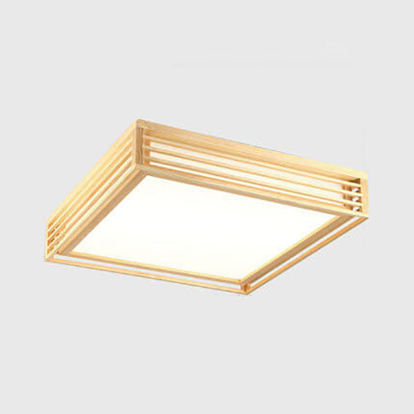 Nordic Solid Wood Square LED Tatami-Style Flush Mount Ceiling Light