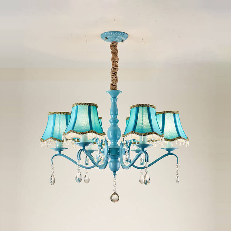 Elegant Modern Cone Iron Crystal Fabric Chandelier β 5/6/8-Light Options