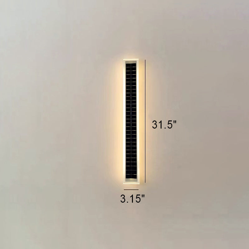 Sleek Minimalist Outdoor Solar LED Rectangular Strip Wall Sconce Lamp - Waterproof Patio Lighting