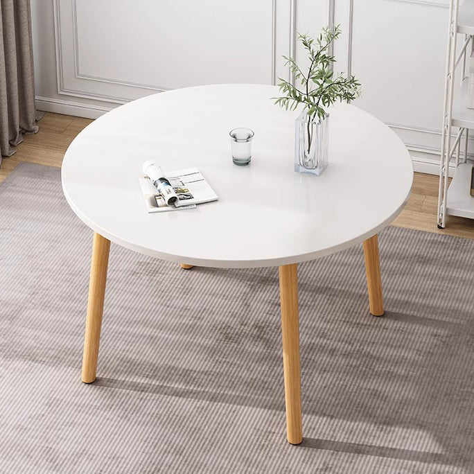 Chic Modern Minimalist Round Faux-Slab Wood Dining Table for Four