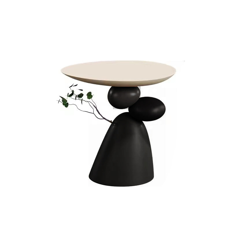 Contemporary Resin End Table with Round Elliptical Branch Slab – Modern Bedroom Accent
