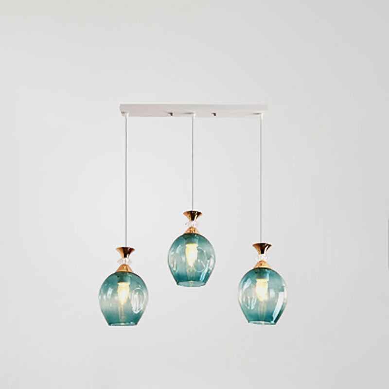 Nordic Gradient Glass Orb Chandelier - 3-Light Modern Pendant