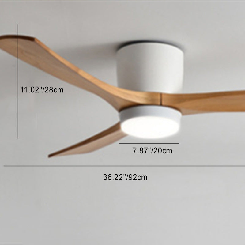 Contemporary Scandinavian Copper Wood Acrylic LED Ceiling Fan with Light – Semi-Flush Mount for Living Room