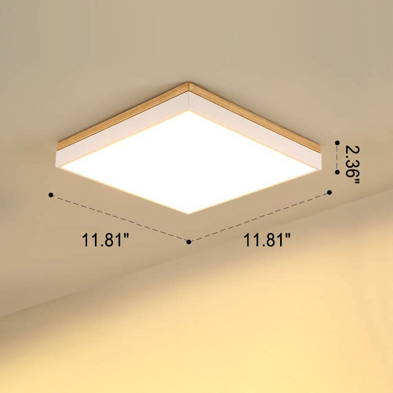 Nordic Solid Wood LED Flush-Mount Ceiling Light β Minimalist Square/Rectangular Design