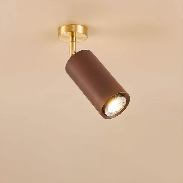 Nordic Minimalist Walnut Wood LED Track Spotlight β Linear Ceiling Light (1β4 Lights), Semi-Flush Mount