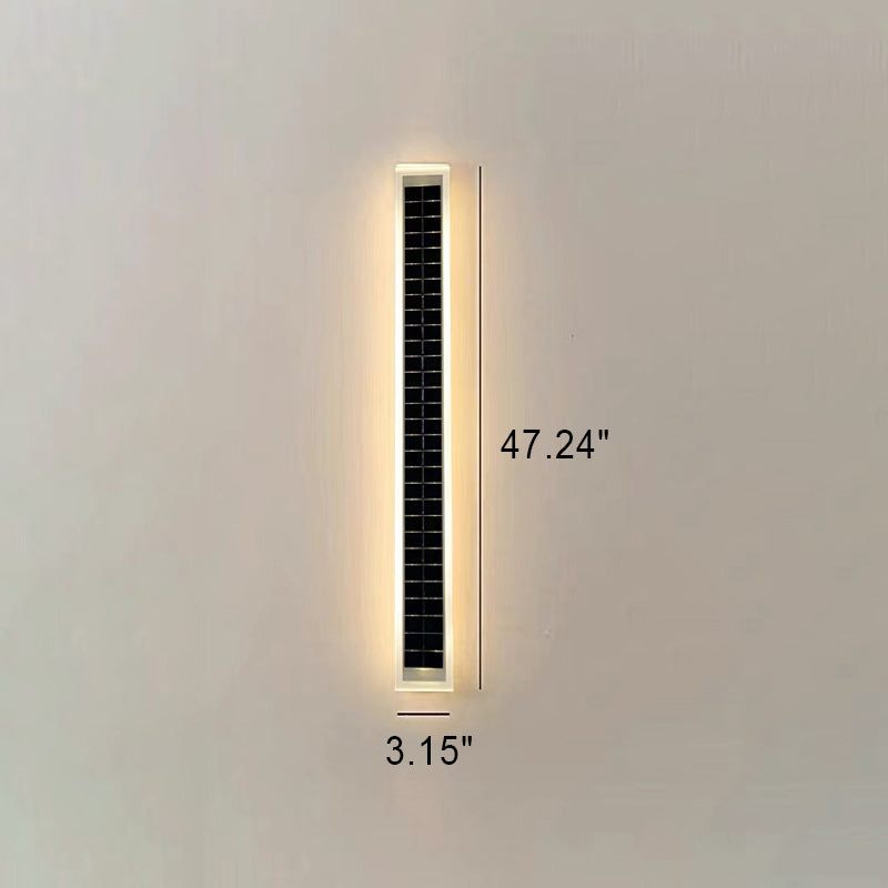 Sleek Minimalist Outdoor Solar LED Rectangular Strip Wall Sconce Lamp - Waterproof Patio Lighting