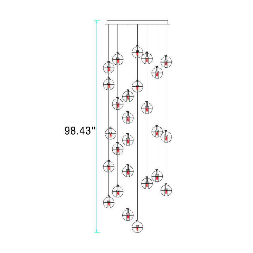 Luxurious Crystal Orb Staircase Chandelier with LED Ball Shade - Modern Loft Lighting