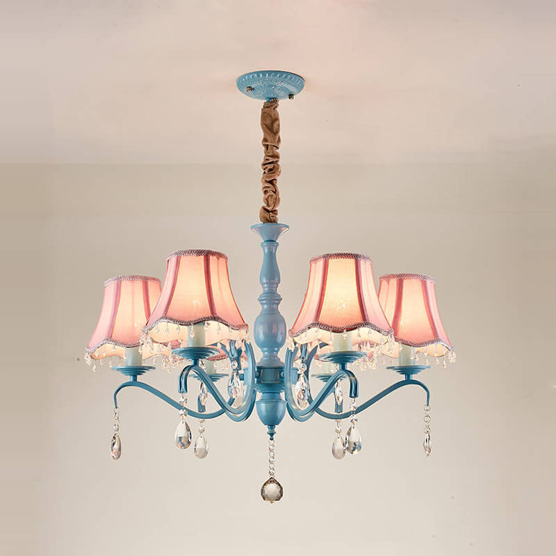 Elegant Modern Cone Iron Crystal Fabric Chandelier β 5/6/8-Light Options