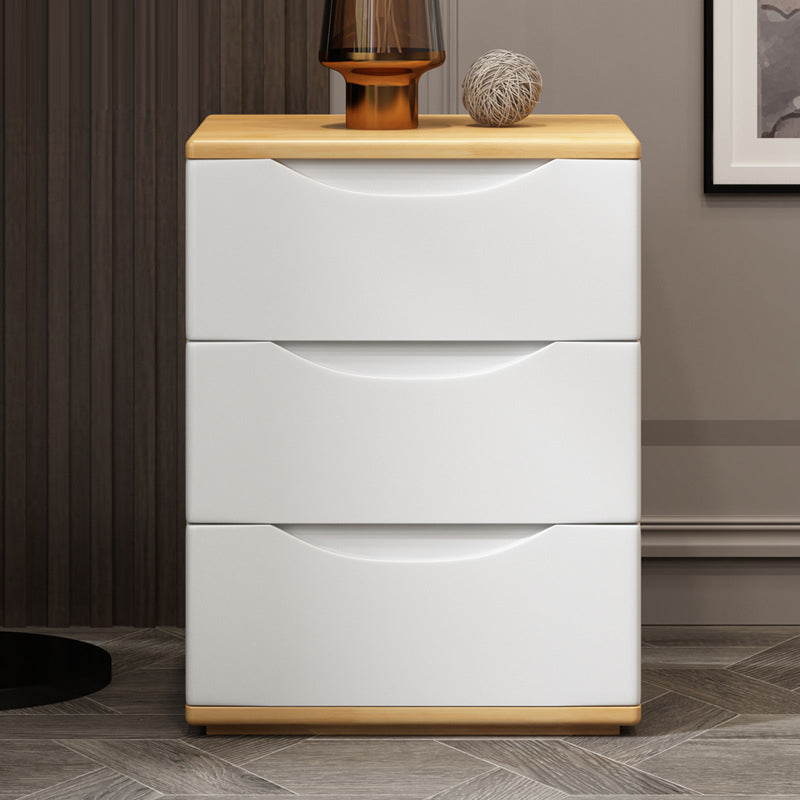Traditional Japanese-Style Rectangular Nightstand with Rubber Wood & Metal – 2/3-Drawer Bedside Table