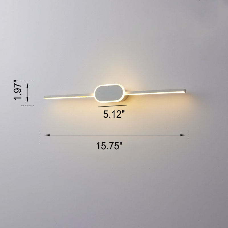Sleek Modern Minimalist Long-Strip Oval-Base Vanity LED Wall Sconce Lamp