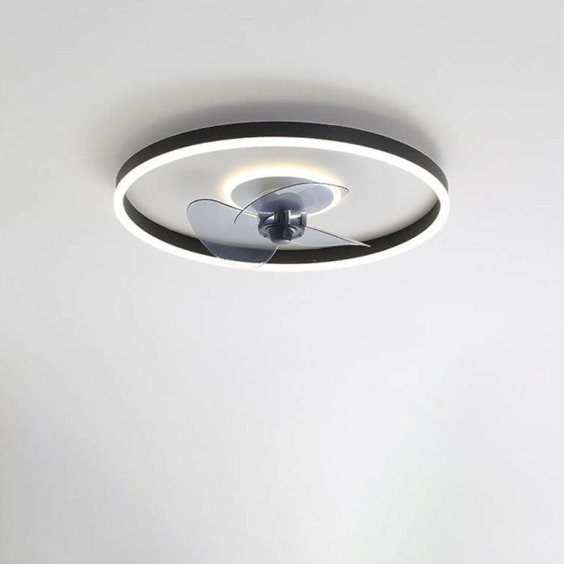 Nordic Minimalist Round Hidden-LED Flush-Mount Ceiling Fan Light