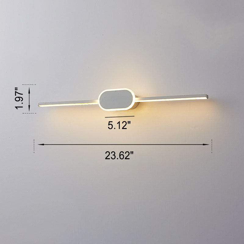Sleek Modern Minimalist Long-Strip Oval-Base Vanity LED Wall Sconce Lamp