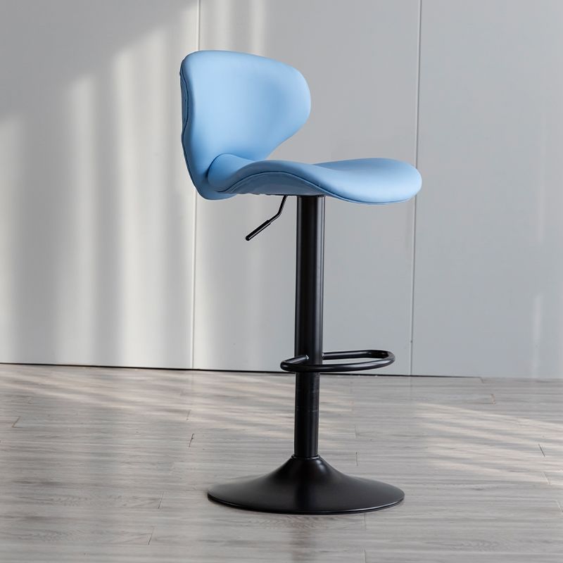 Contemporary Curved PU Leather Liftable Swivel Bar Stool with Backrest and Footrest for Dining Room