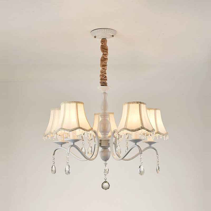 Elegant Modern Cone Iron Crystal Fabric Chandelier β 5/6/8-Light Options