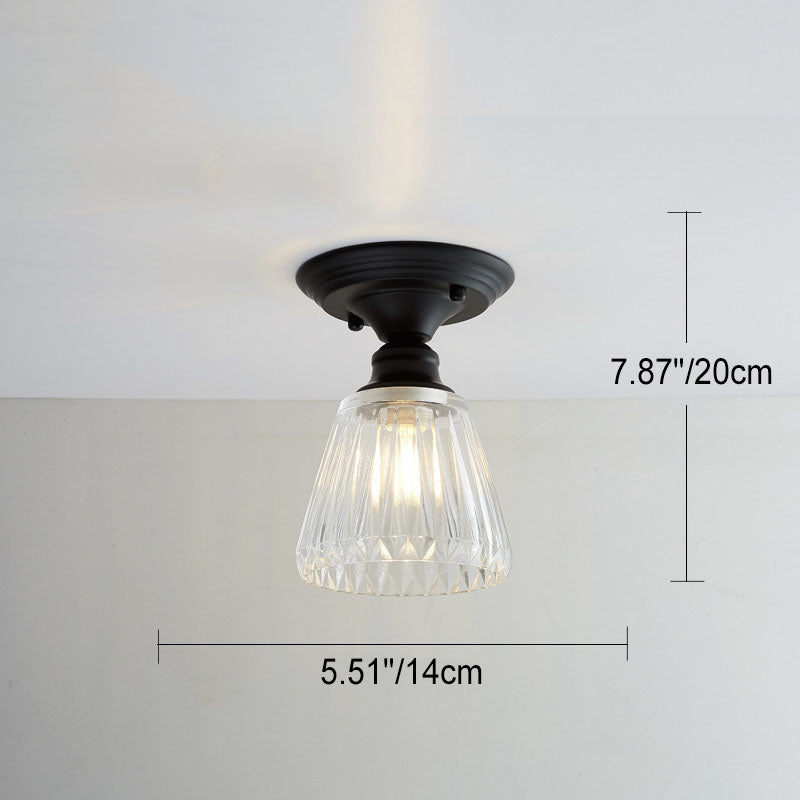 Chic Nordic Vintage Glass Floral Round Geometry 1-Light Semi-Flush Mount Ceiling Light